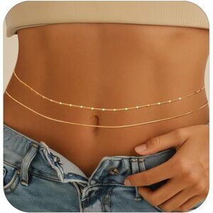 Elegant Gold Waist Chain | Adjustable Beaded Body Jewelry